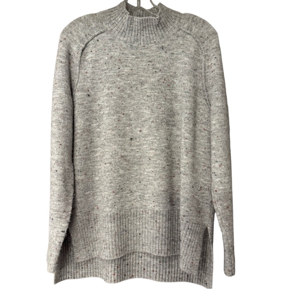 LOFT Gray Speckled Mock Neck Sweater Size Small